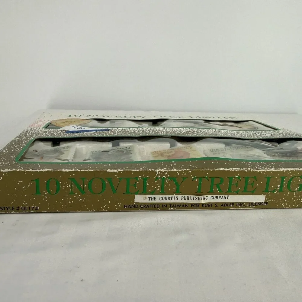 Vintage Saturday Evening Post 10 Novelty Christmas Tree Lights Indoor Outdoor UL